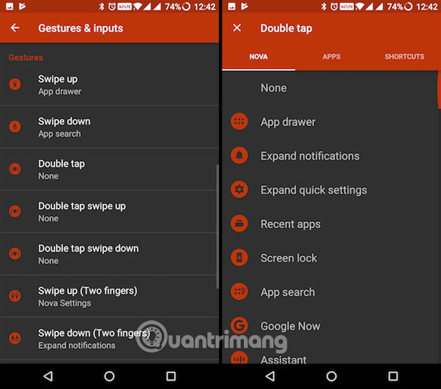Tính năng Nova Gestures