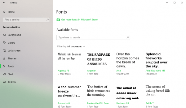 Quản lý phông chữ cài đặt