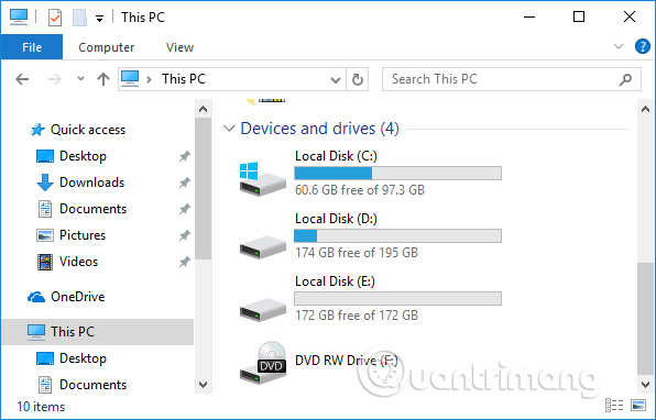 Hiện danh sách ổ đĩa Win 10