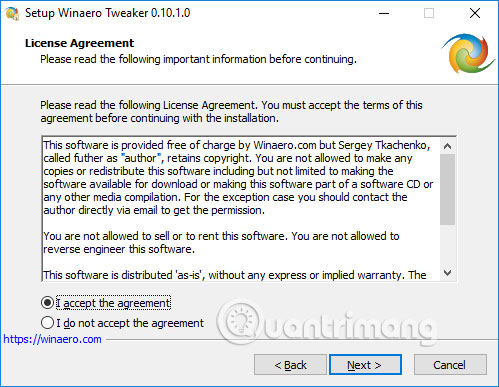 Cài đặt Winaero Tweaker
