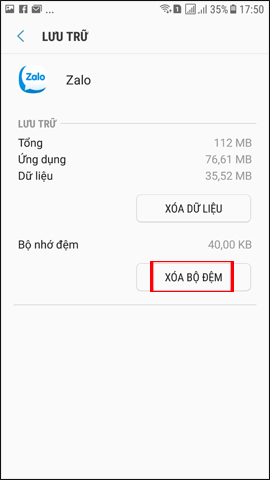 Xóa bộ nhớ cache ứng dụng