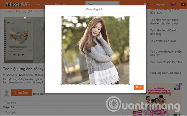 Chọn một bức ảnh và tải lên