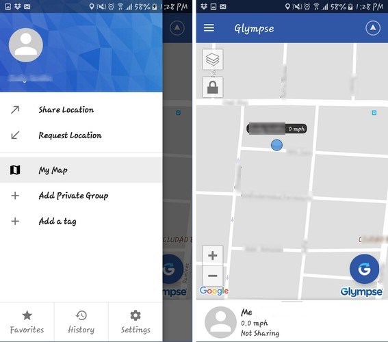 Giao diện của Glympse