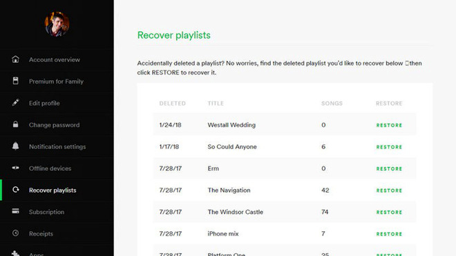Khôi phục lại playlist đã bị xóa khỏi Spotify