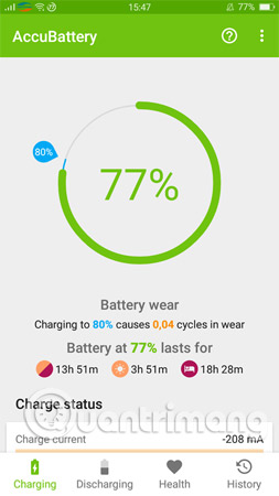 Lựa chọn mục Charging 