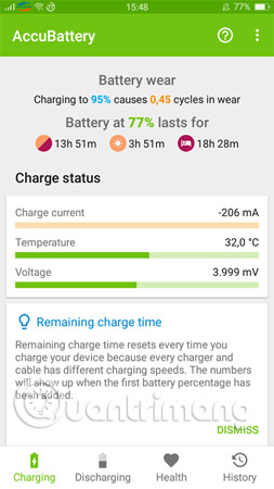Theo dõi các thông số Charge Status