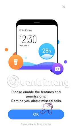 Cấp quyền truy cập cho ứng dụng bằng cách nhấp vào Ok