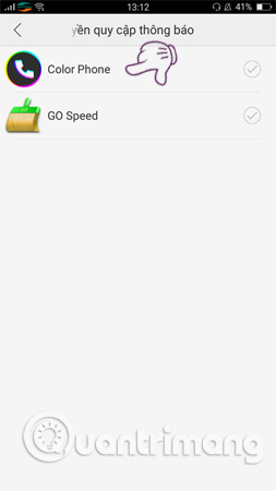 Chọn xác nhận thông báo Color Phone như hình