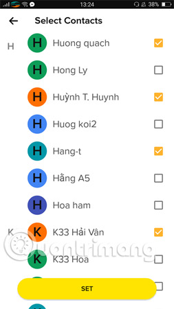 Hoặc nhấp vào biểu tượng danh bạ để áp dụng thay đổi với một vài số điện thoại 