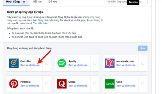 Danh sách các ứng dụng
