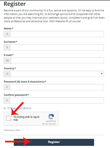 Tạo tài khoản trên WebSite X5 Start 15