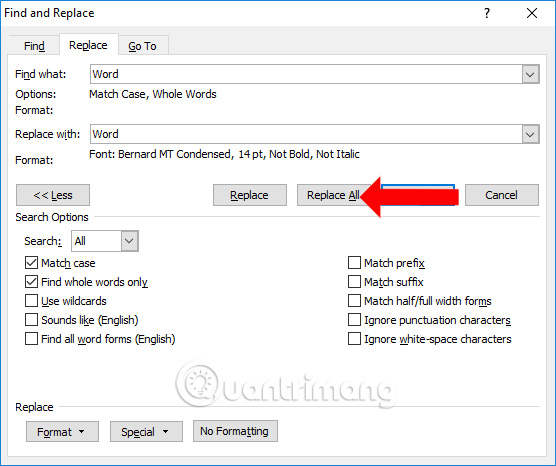 Thay thế toàn bộ từ