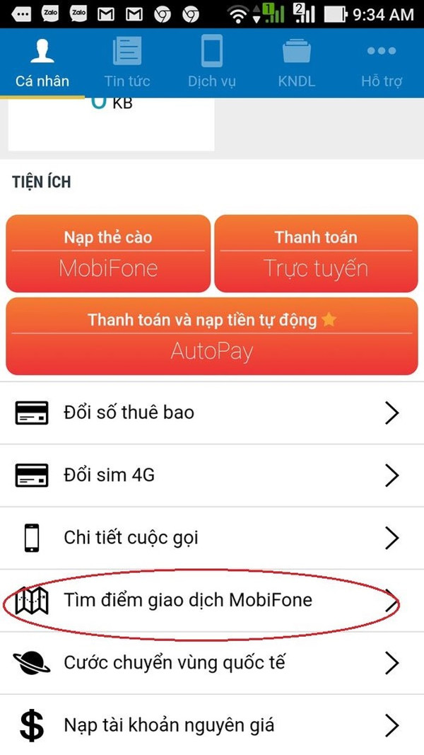 Điểm giao dịch MobiFone 