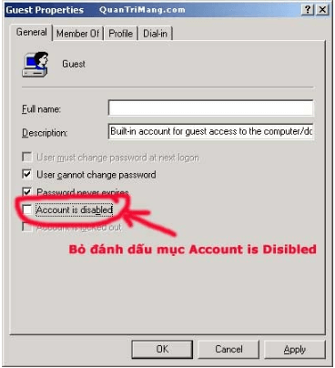 Xem Properties của tài khoản Guest