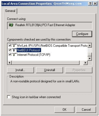 Chọn NetBEUI Protocol