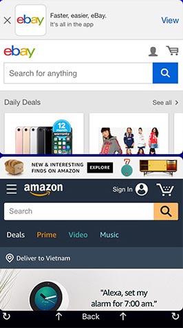 Sử dụng ứng dụng khi chia đôi màn hình 