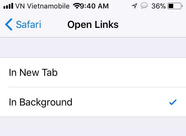 Mở tab mới ở chế độ nền
