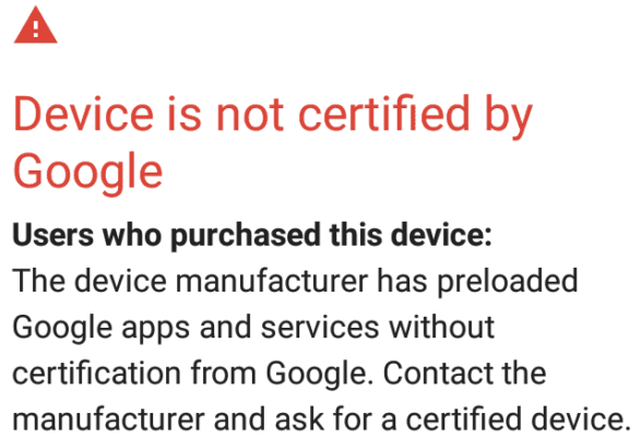 Thiết bị chưa được Google chứng nhận