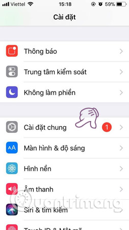 Chọn mục Đặt lại