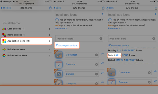 Chọn Application icons và chọn biểu tượng bạn thích