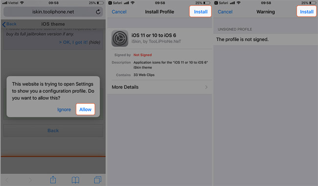 Nhấn Allow để xác nhận và chọn Install