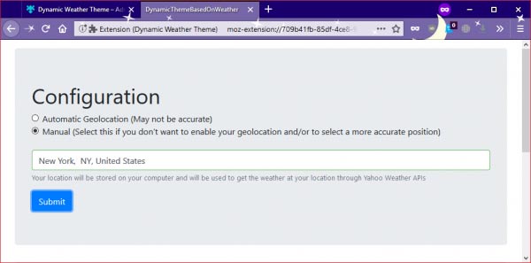 Theme thời tiết sẽ xuất hiện 