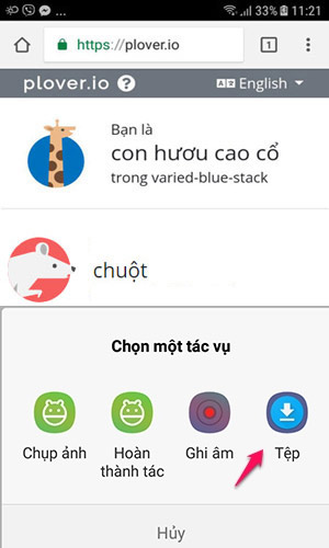 Chọn file ảnh muốn gửi
