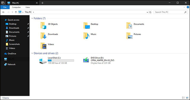 Duyệt tập tin với File Explorer màu tối