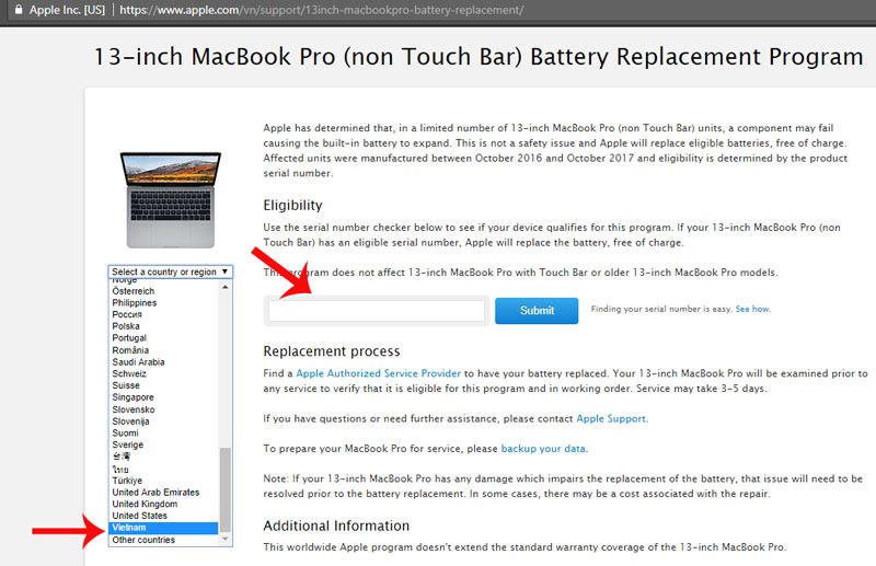 Kiểm tra thiết bị của mình nằm trong diện thay mới miễn phí hay không