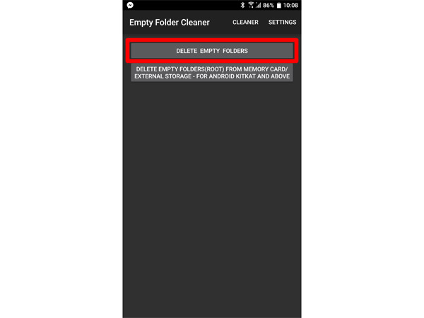 Bấm vào thanh "DELETE EMPTY FOLDER"