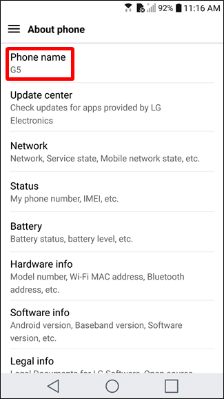 Phone name/Tên điện thoại cho biết model đang dùng