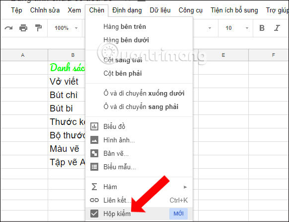Cách chèn checkbox trên Google Sheets