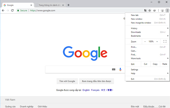 Thanh menu thả xuống giống như hình ảnh 3D