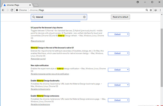 Danh sách các tùy chọn có liên quan đến Material