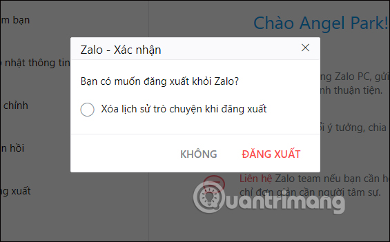 Không xóa dữ liệu khi đăng xuất 