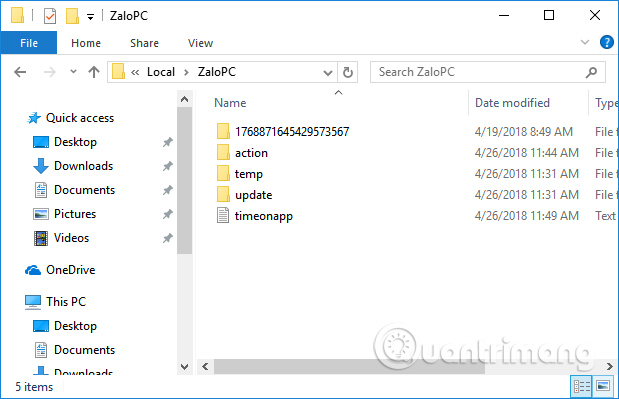Thư mục dữ liệu Zalo PC