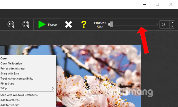 Chỉnh kích thước chấm tròn