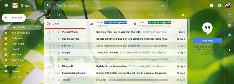Giao diện Gmail mới sau khi cập nhật