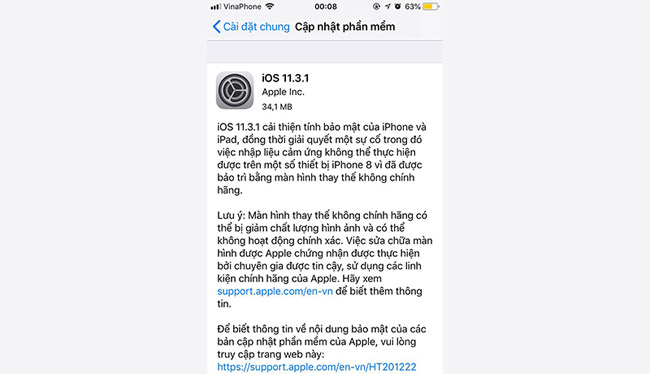 Apple vừa chính thức phát hành bản cập nhật iOS 11.3.1 dành cho iPhone, iPad và iPod touch