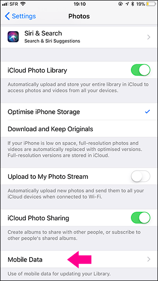 Mở cài đặt Mobile Data