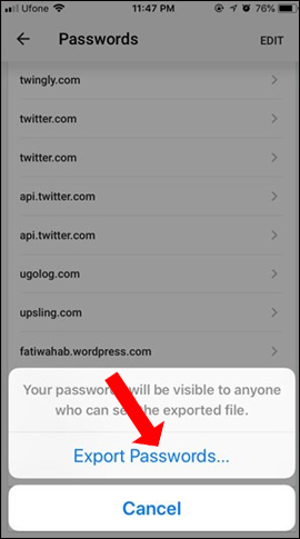 Xuất file mật khẩu