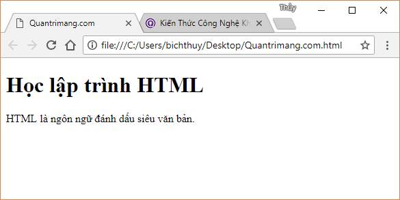 Trình duyệt hiển thị văn bản HTML 