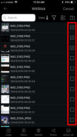 Chọn mục muốn chuyển