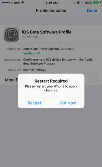 Khởi động lại thiết bị