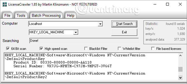 Công cụ LicenseCrawler