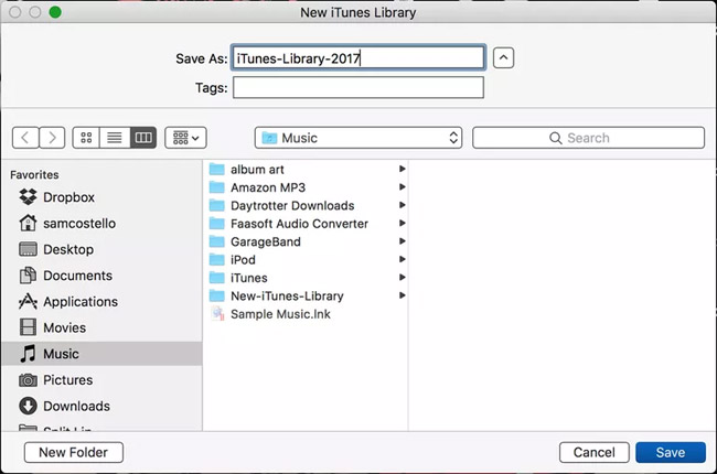 Đặt tên cho thư viện iTunes mới