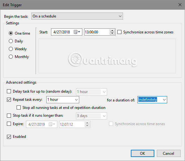 Cửa sổ Edit Trigger
