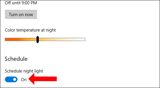 Windows 10 April 2018 Night light len lich