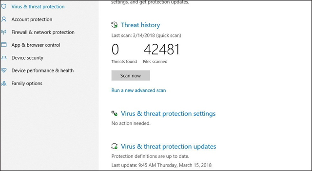 Virus & threat protection