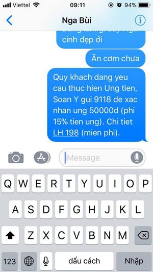 Vào mục tin nhắn 